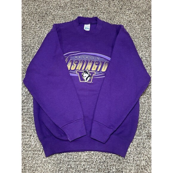 Vtg 90s WASHINGTON HUSKIES UW Purple Sweatshirt Sz Medium SALEM SPORTSWEAR USA - Picture 4 of 6